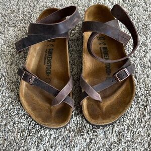 Brown Birkenstock wrap around sandals
